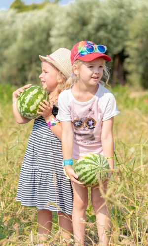 Kids with watermelons